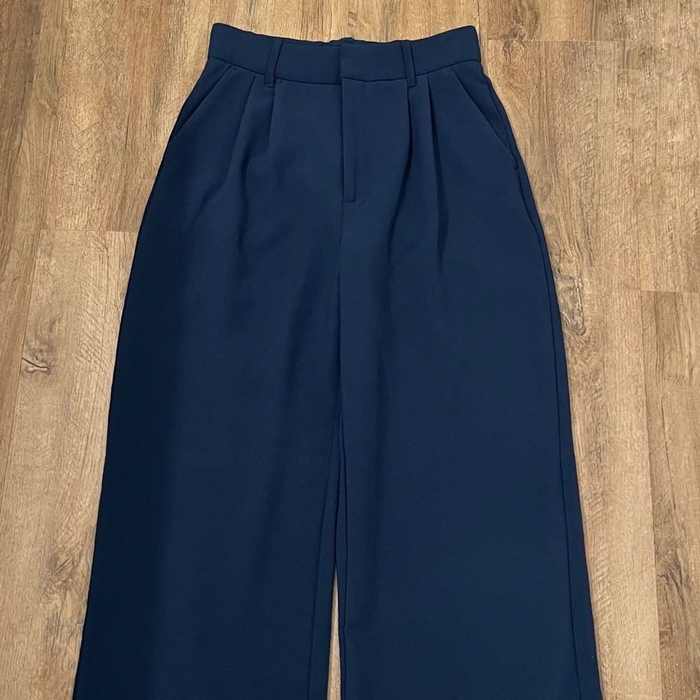 Abercrombie & Fitch Sloane Tailored Wide Leg Pants Navy Blue High Rise Small - Picture 4 of 11